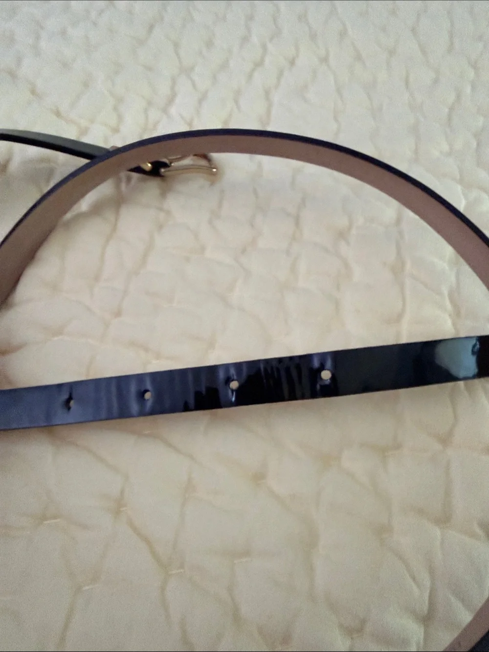 J. Crew Black Skinny Patent Leather Belt with Gold Buckle
